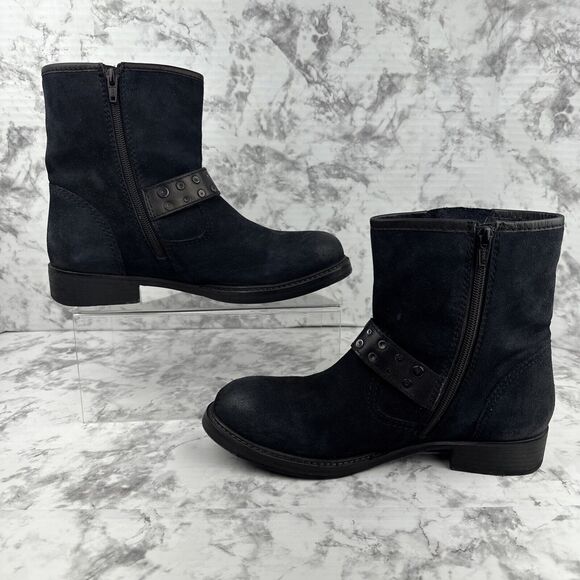 Vintage Foundry Co. Womens Miriam Biker Buckle Ankle Boots Size 9 Black Leather - Picture 3 of 9